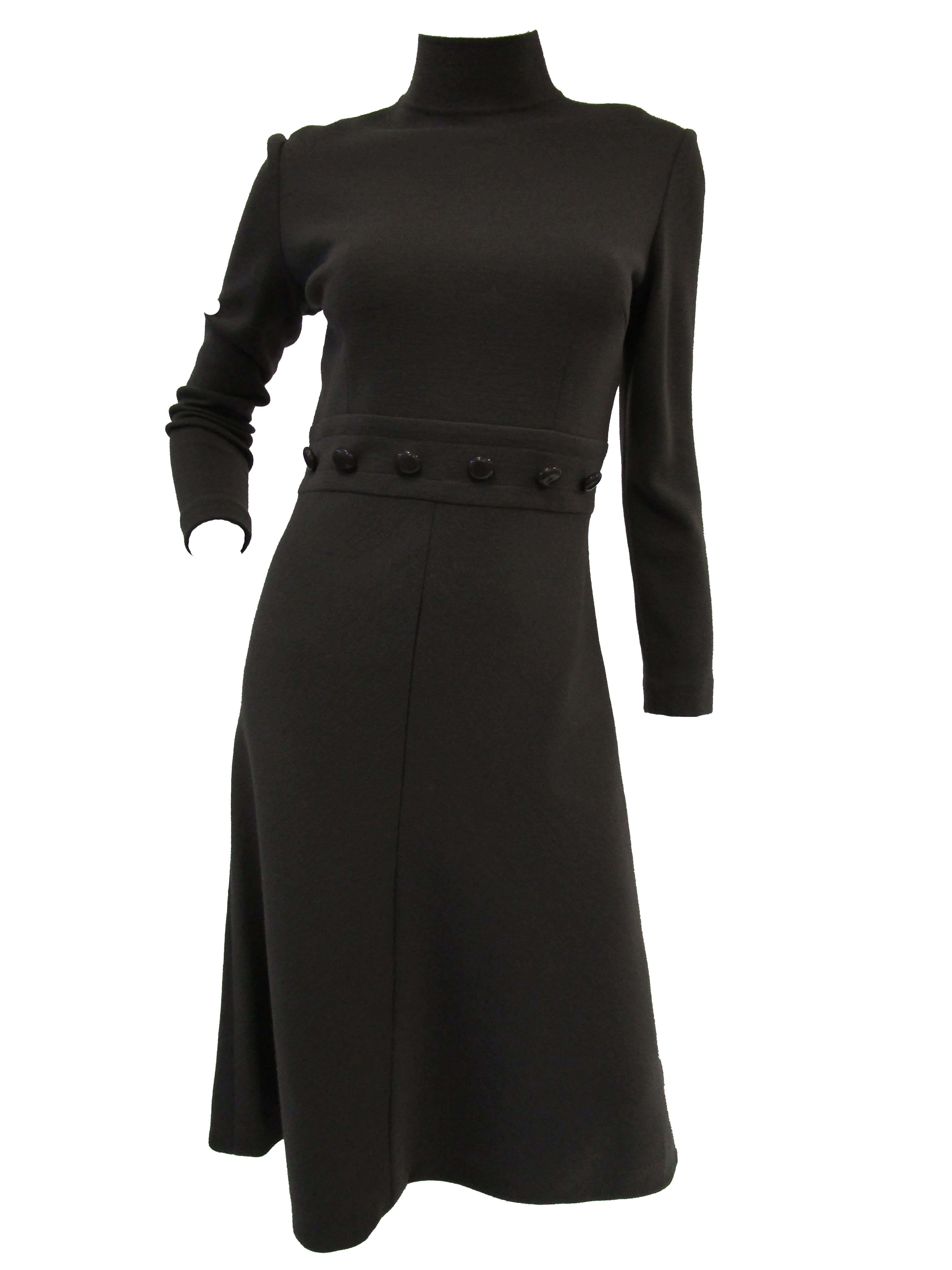 Perfect in every way ... fabric, design, construction, execution, condition ... comes this 1960s wool dress and cape ensemble by Cisa! The dress is knee length, with long sleeves and a high turtleneck. The dress skims the body, with its natural