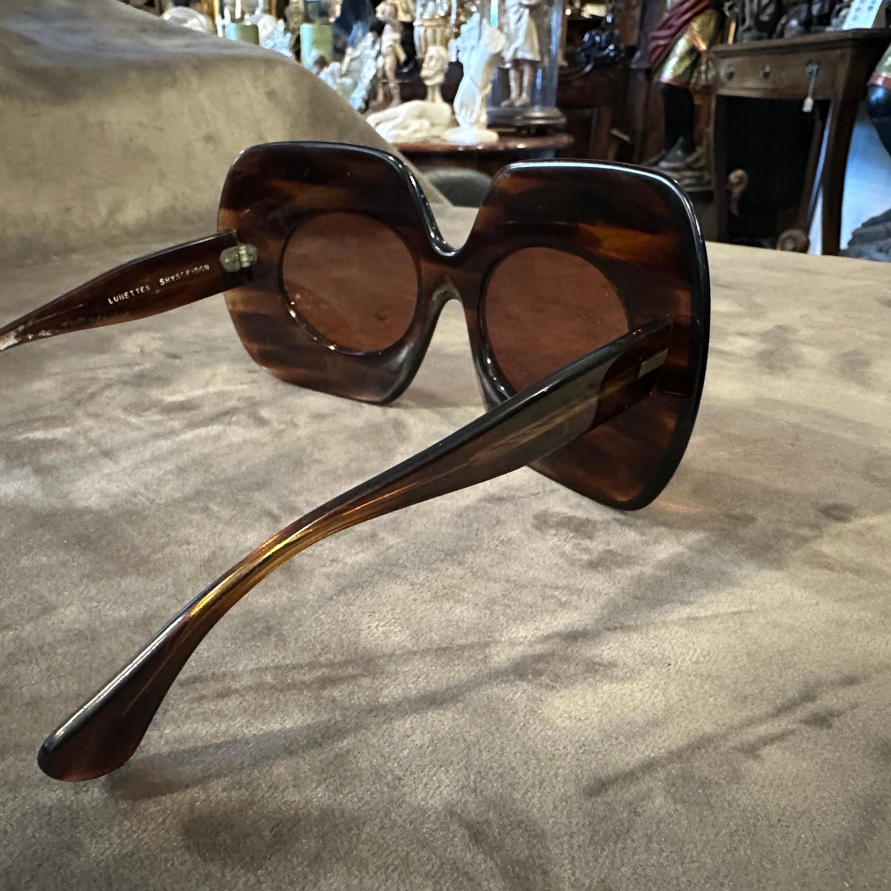 Amazing 1960s Oversized Tortoiseshell French Sunglasses by Shysseidon For Sale 1