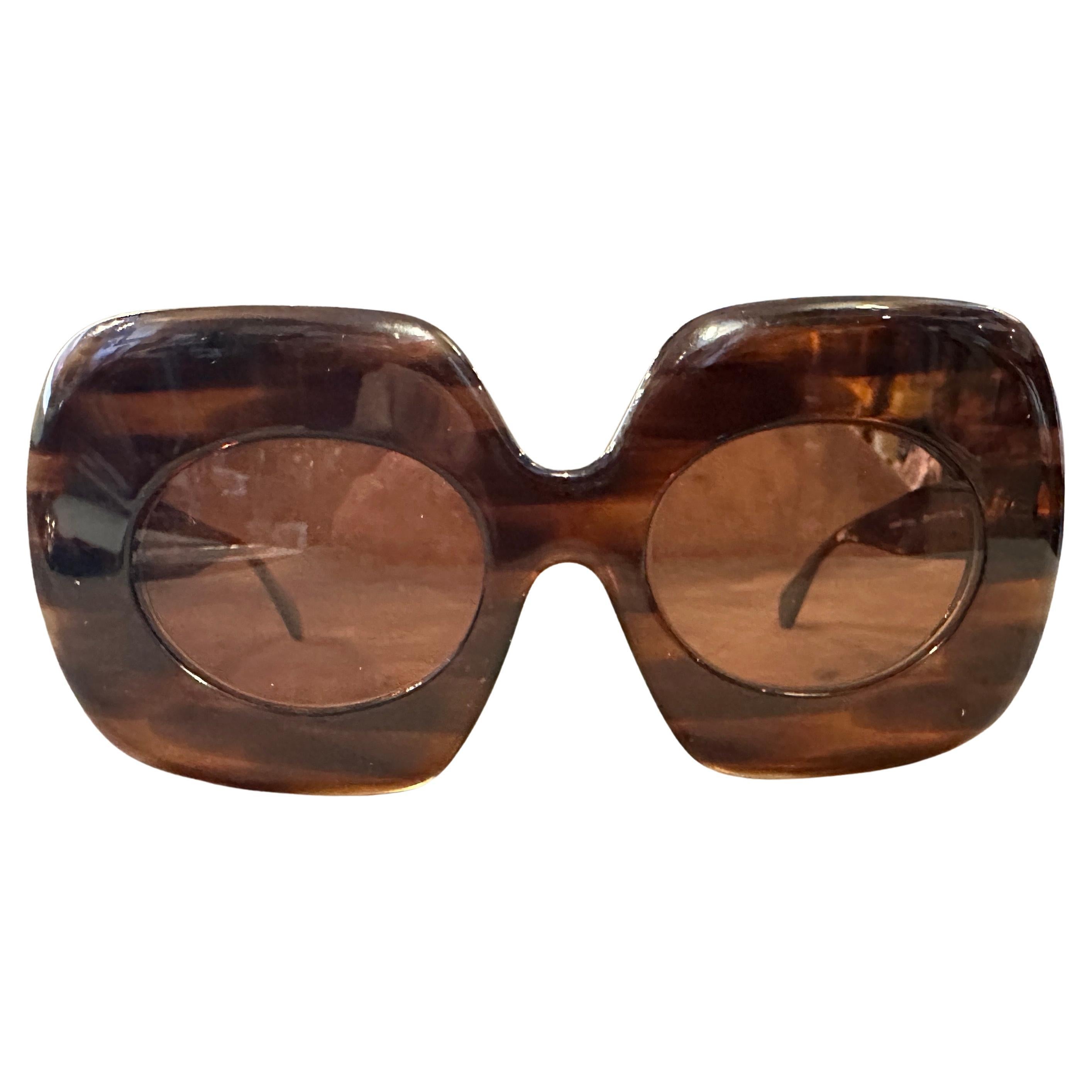 Amazing 1960s Oversized Tortoiseshell French Sunglasses by Shysseidon For Sale