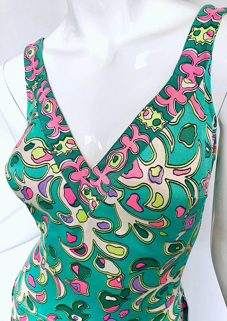 Amazing 1960s Pucci Style One Piece Vintage 60s Romper Green + Pink ...