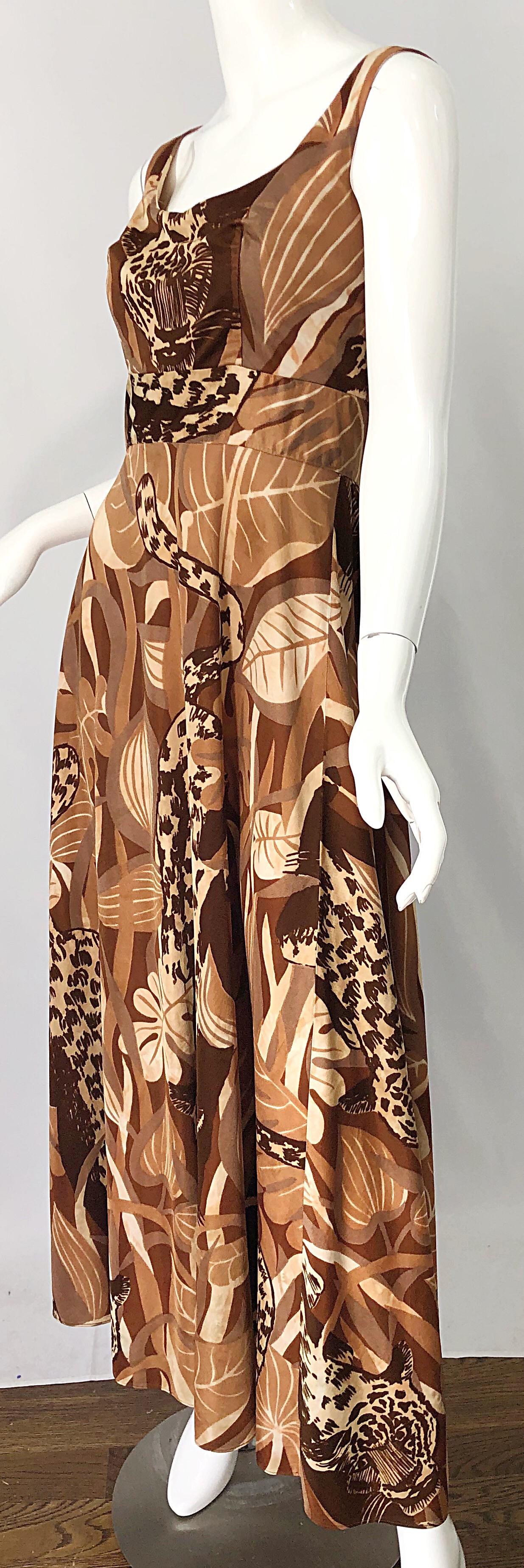 Amazing 1970s Futura Couture Leopard Print Joe Exotic Vintage 70s Maxi Dress For Sale 3