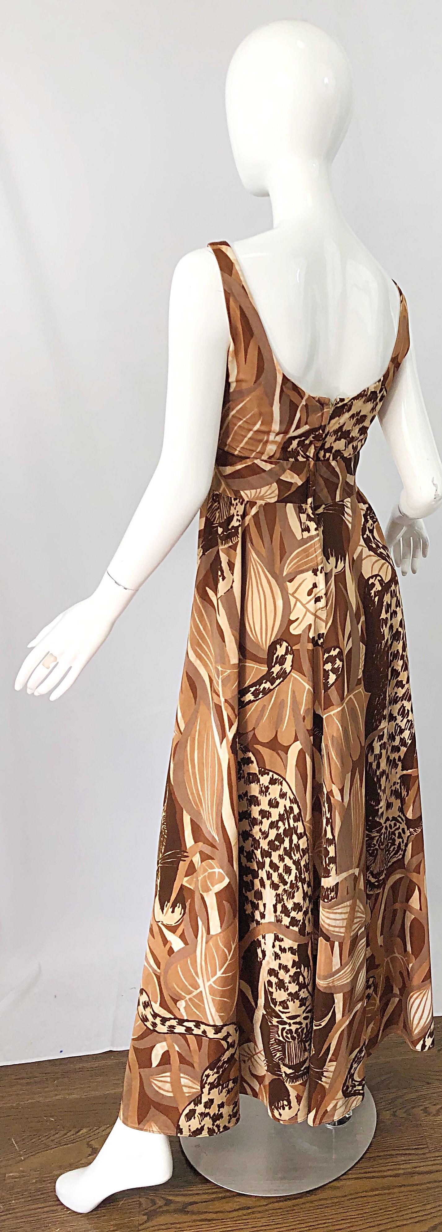 Amazing 1970s Futura Couture Leopard Print Joe Exotic Vintage 70s Maxi Dress For Sale 4