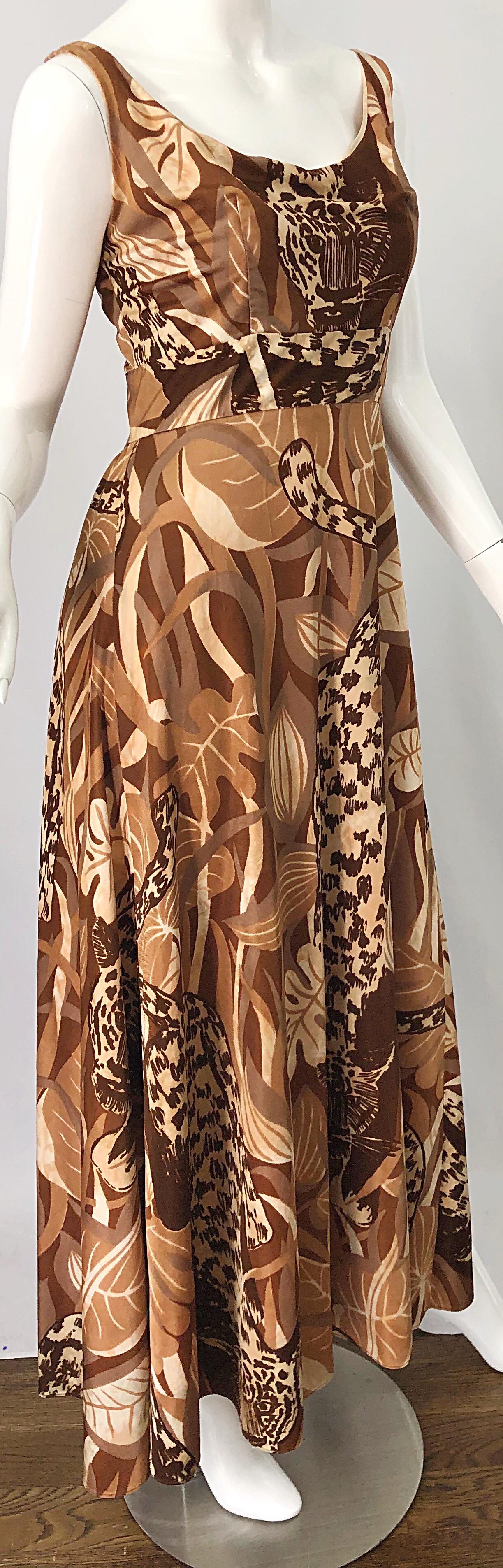 Women's Amazing 1970s Futura Couture Leopard Print Joe Exotic Vintage 70s Maxi Dress For Sale