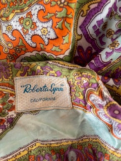 Amazing 1970s Roberta Lynn Paisley Caftan Vintage 70s Kaftan Maxi Dress