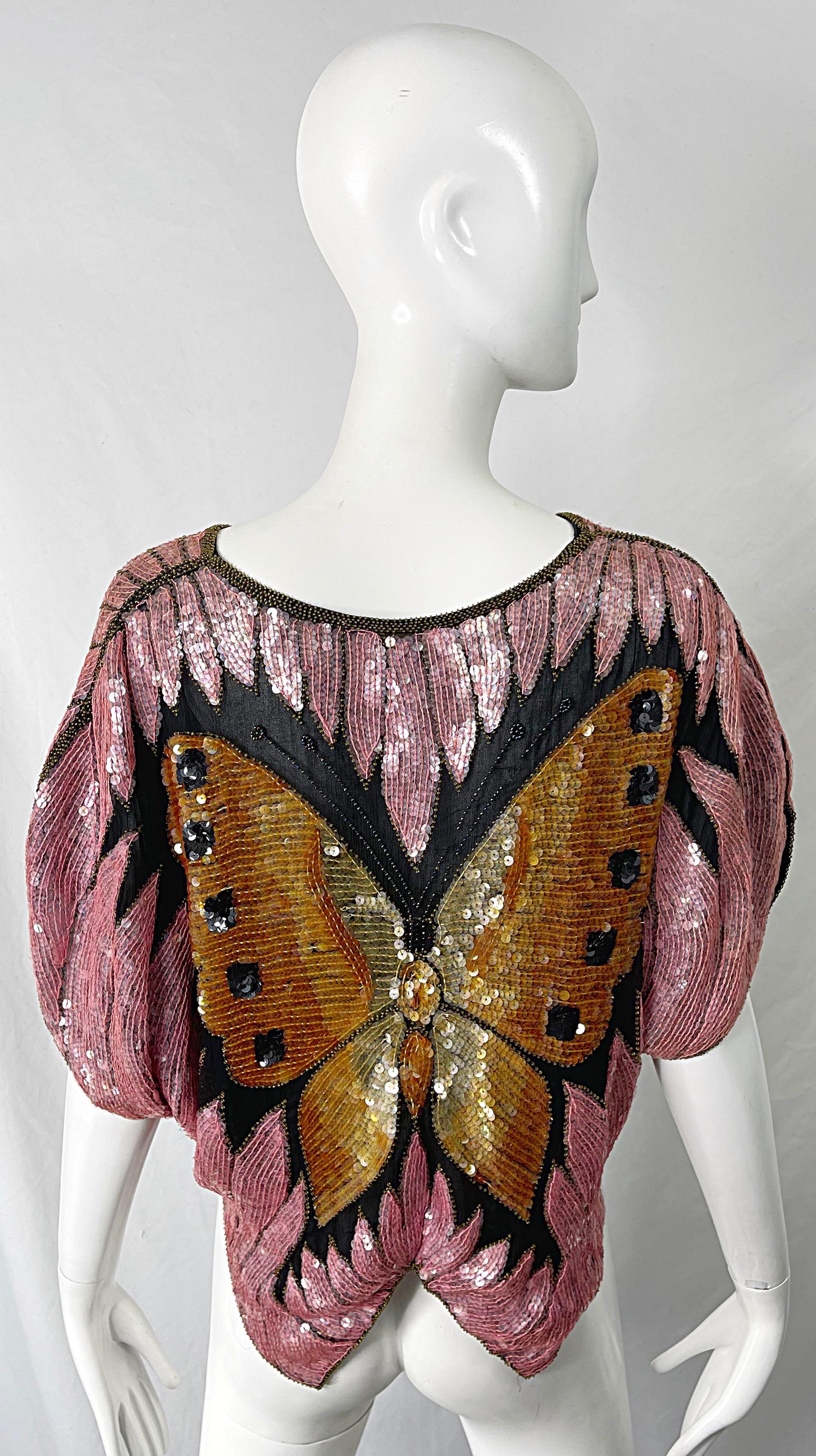 beaded butterfly top
