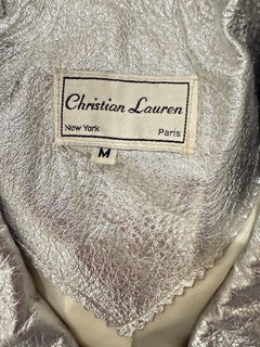 Amazing 1980s Christian Lauren Paris Silver Leather Vintage 80s Moto Jacket Med