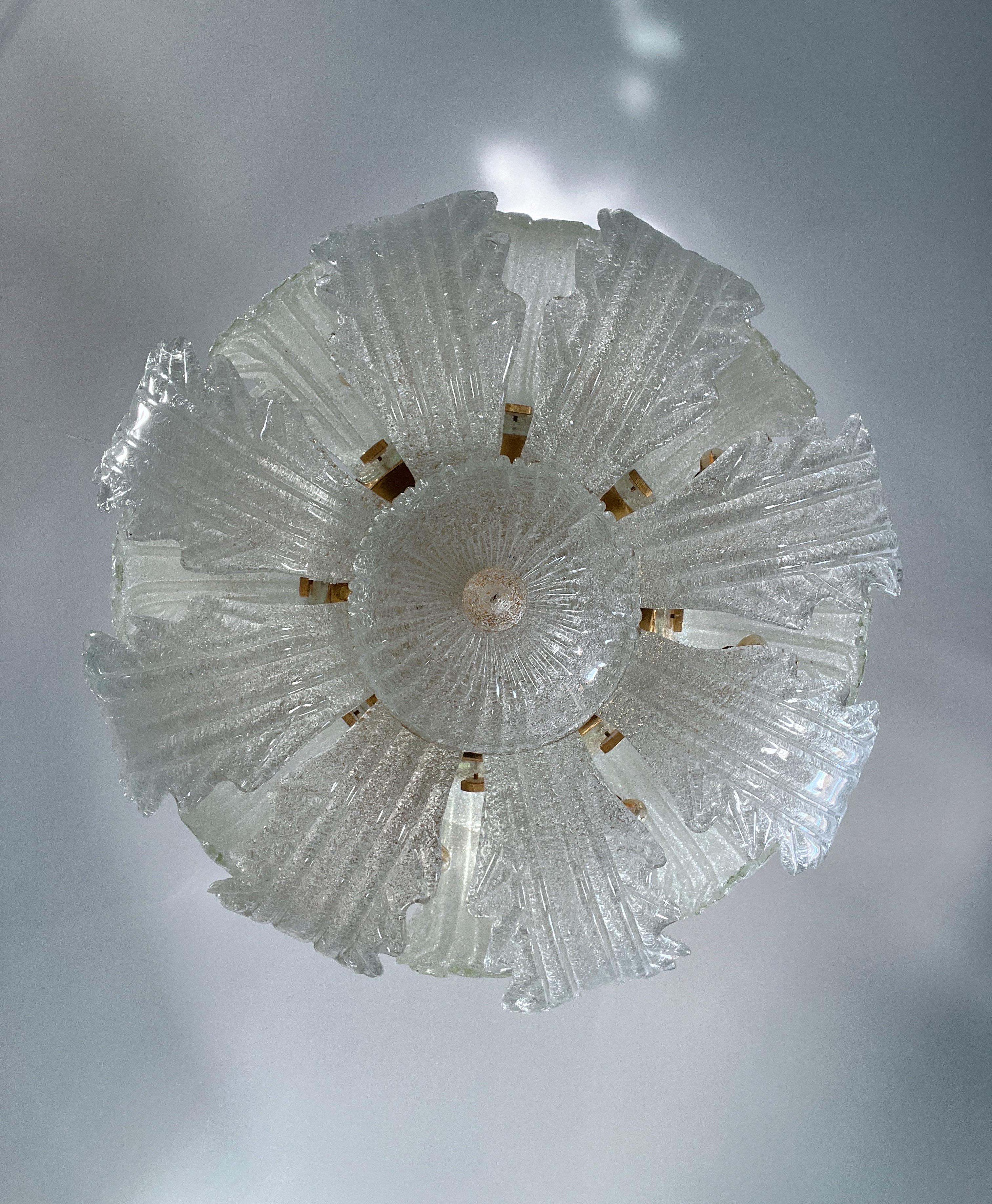 Italian Amazing 1980s Murano Glass Chandelier by Barovier & Toso For Sale