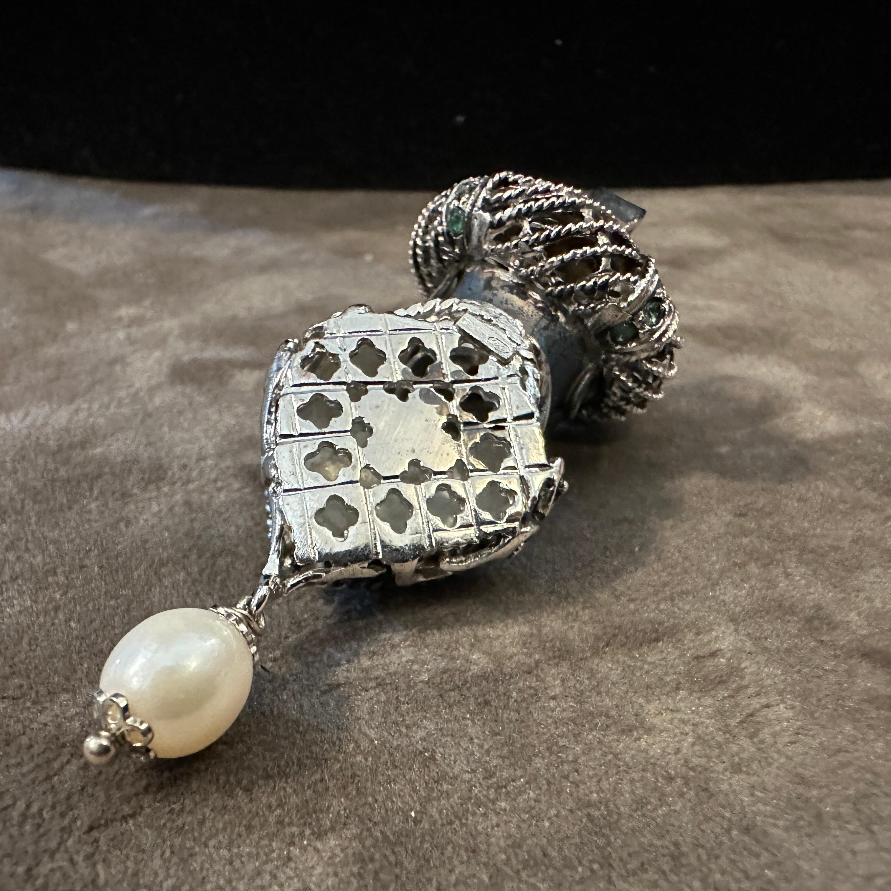 Amazing 1990s Sterling Silber und Edelsteine Italienisch Anhänger im Angebot 3
