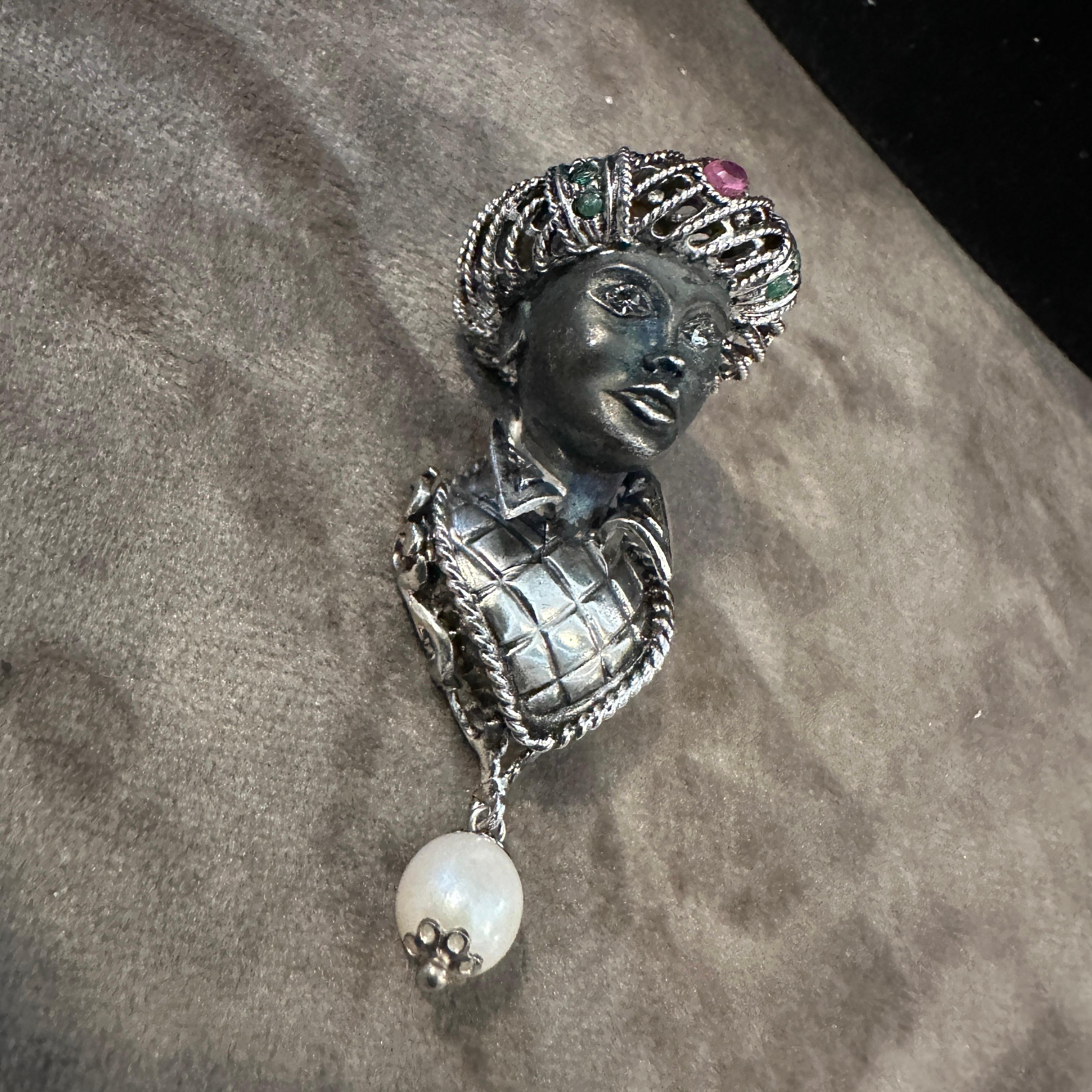 Amazing 1990s Sterling Silber und Edelsteine Italienisch Anhänger im Angebot 4