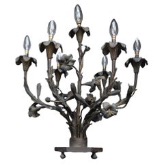 Amazing 19th century bronze floral lamp 