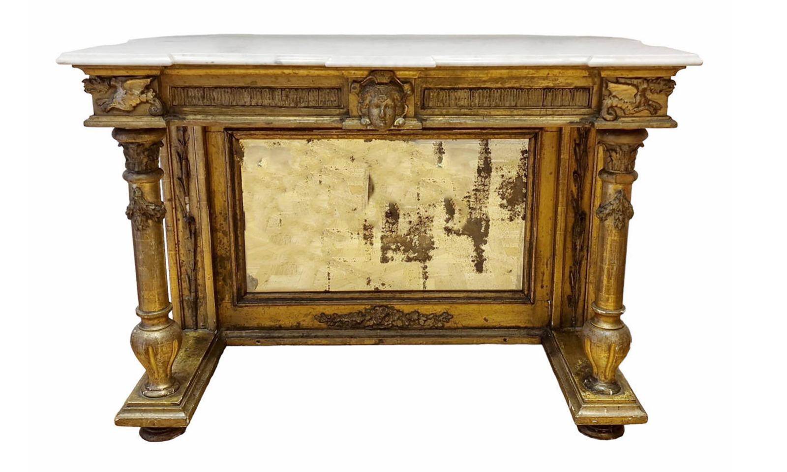 Hand-Crafted Amazing 19th Century Important Console Empire Napoleon III For Sale