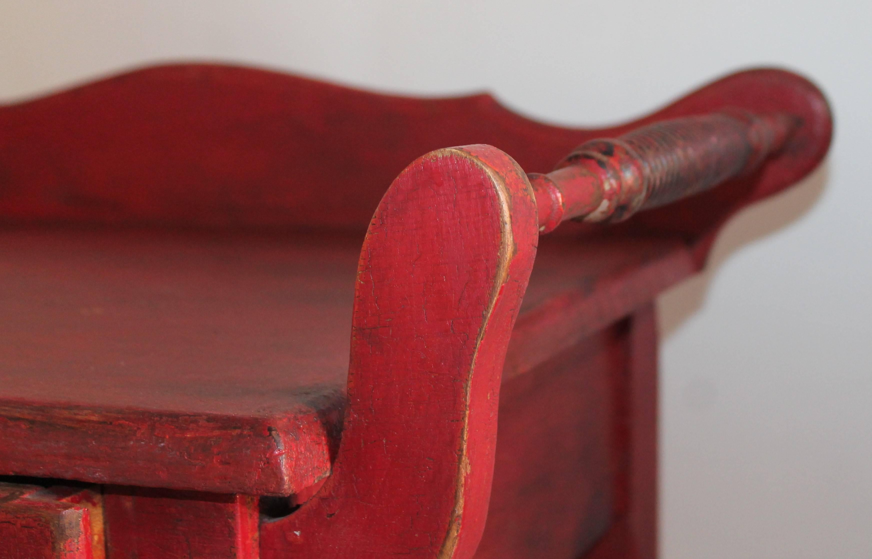 Amazing 19th Century Side Table in Original Red Painted Surface 1
