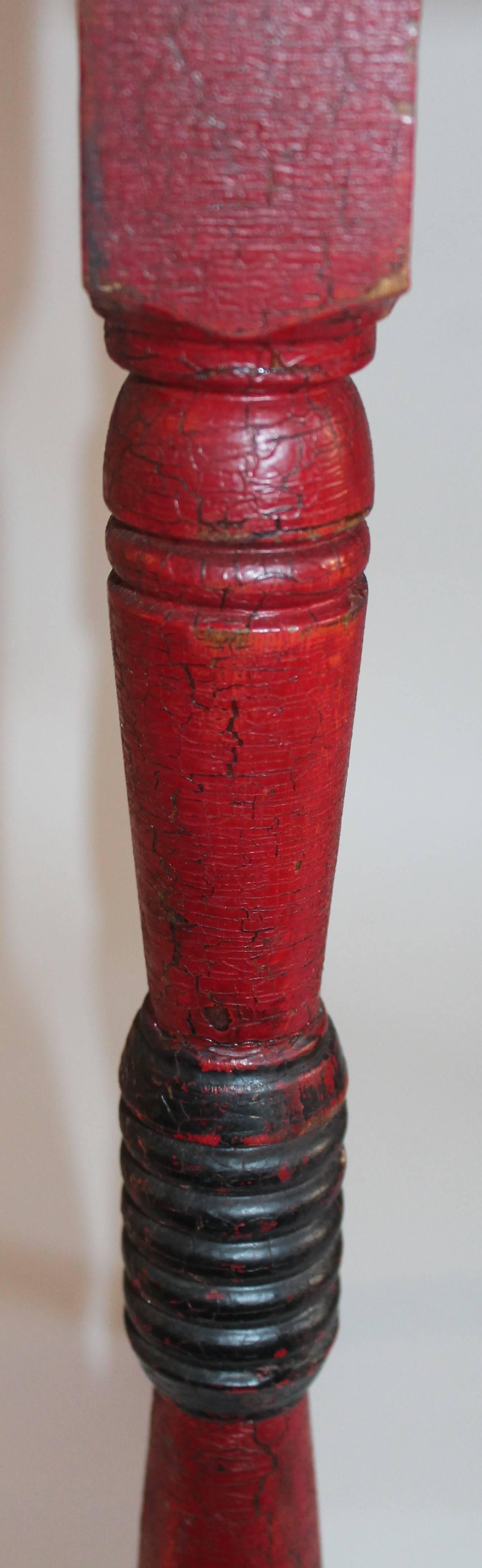 Amazing 19th Century Side Table in Original Red Painted Surface 4