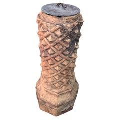 Amazing 19th Century Terracotta Column with Bronze Sundial