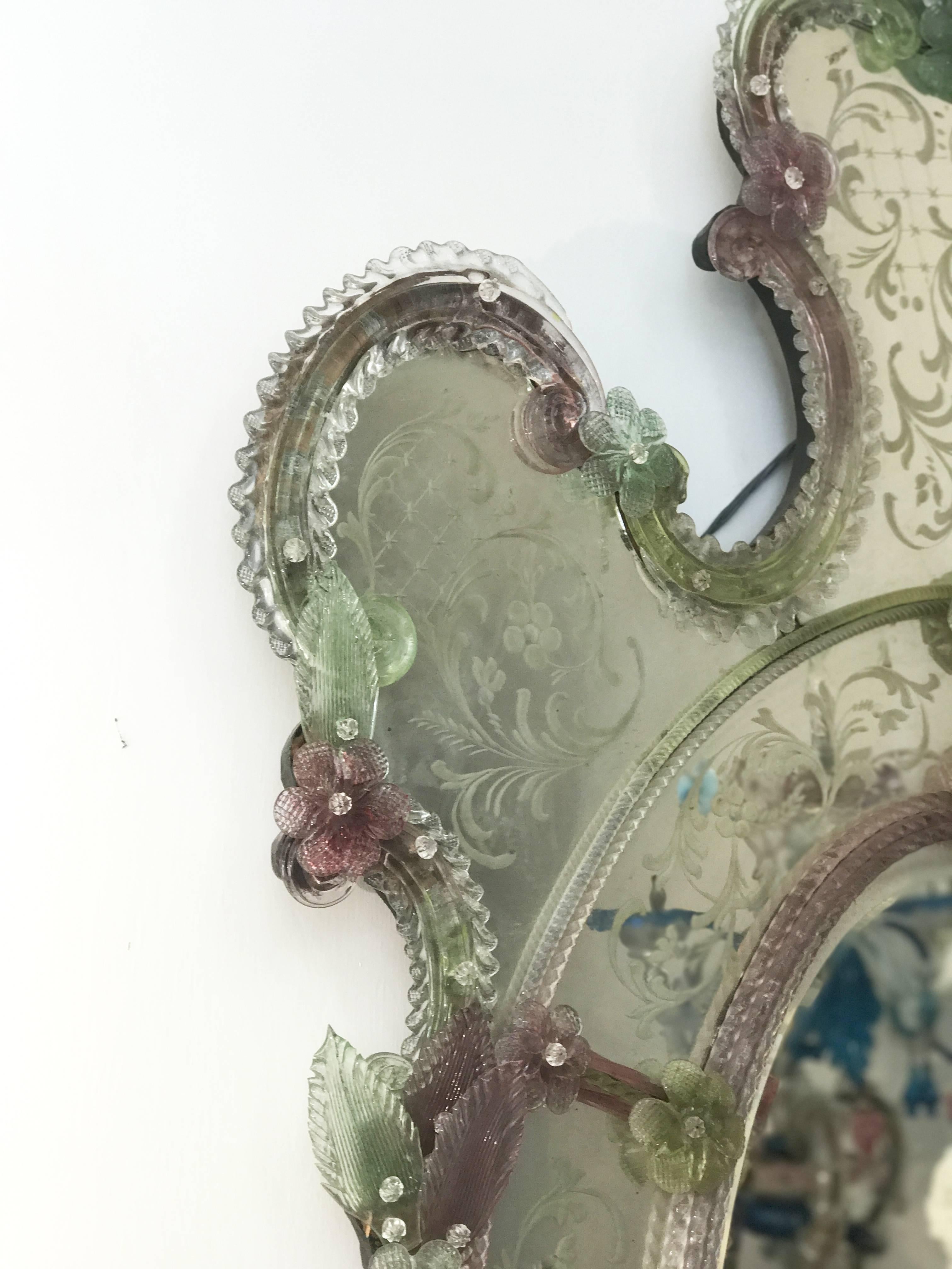 Amazing 19th Century Venetian Mirror, Murano, 1870 In Good Condition In Rome, IT