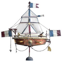 Amazing 19th Century Votive Copper Sea Vessel Model