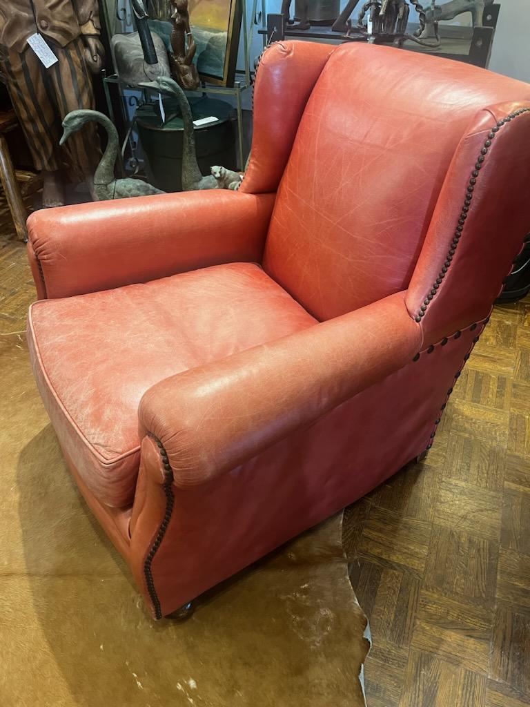 Hand-Crafted Amazing 20Thc Salmon Leather Club Chair