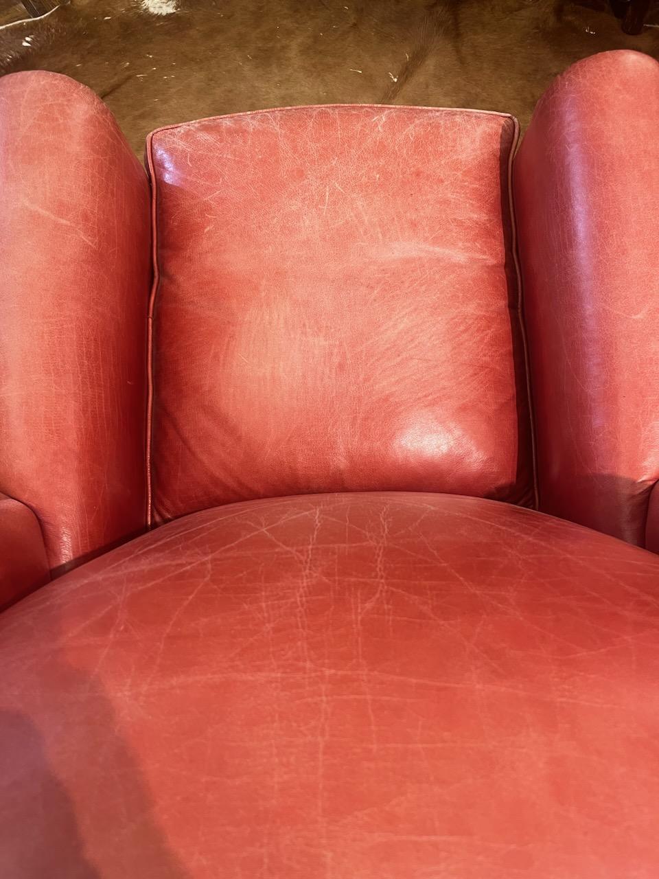 Amazing 20Thc Salmon Leather Club Chair 1