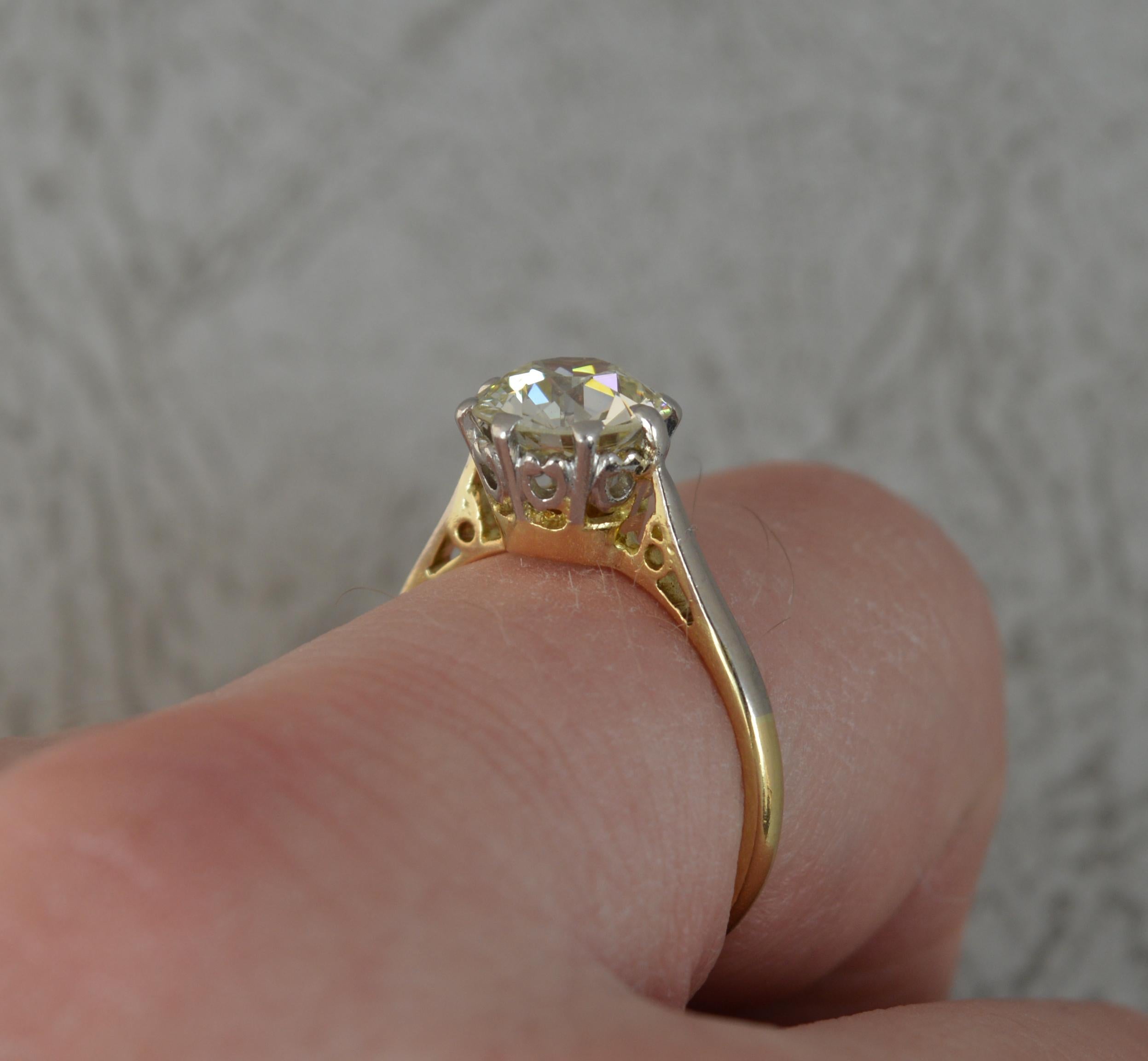 Art Deco Amazing 2.30ct Vs Old Cut Diamond and 18ct Gold Solitaire Engagement Ring