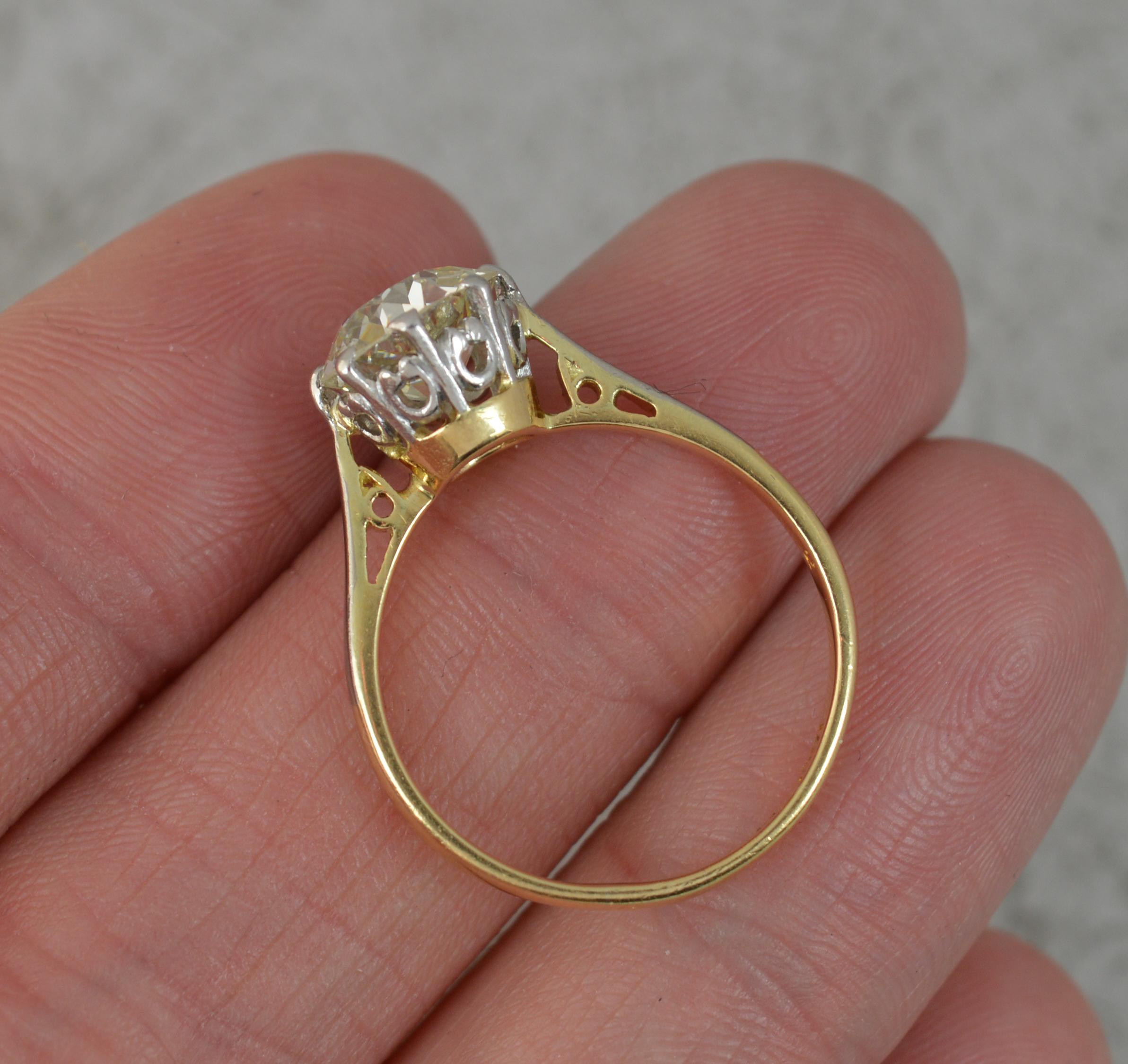 Old European Cut Amazing 2.30ct Vs Old Cut Diamond and 18ct Gold Solitaire Engagement Ring