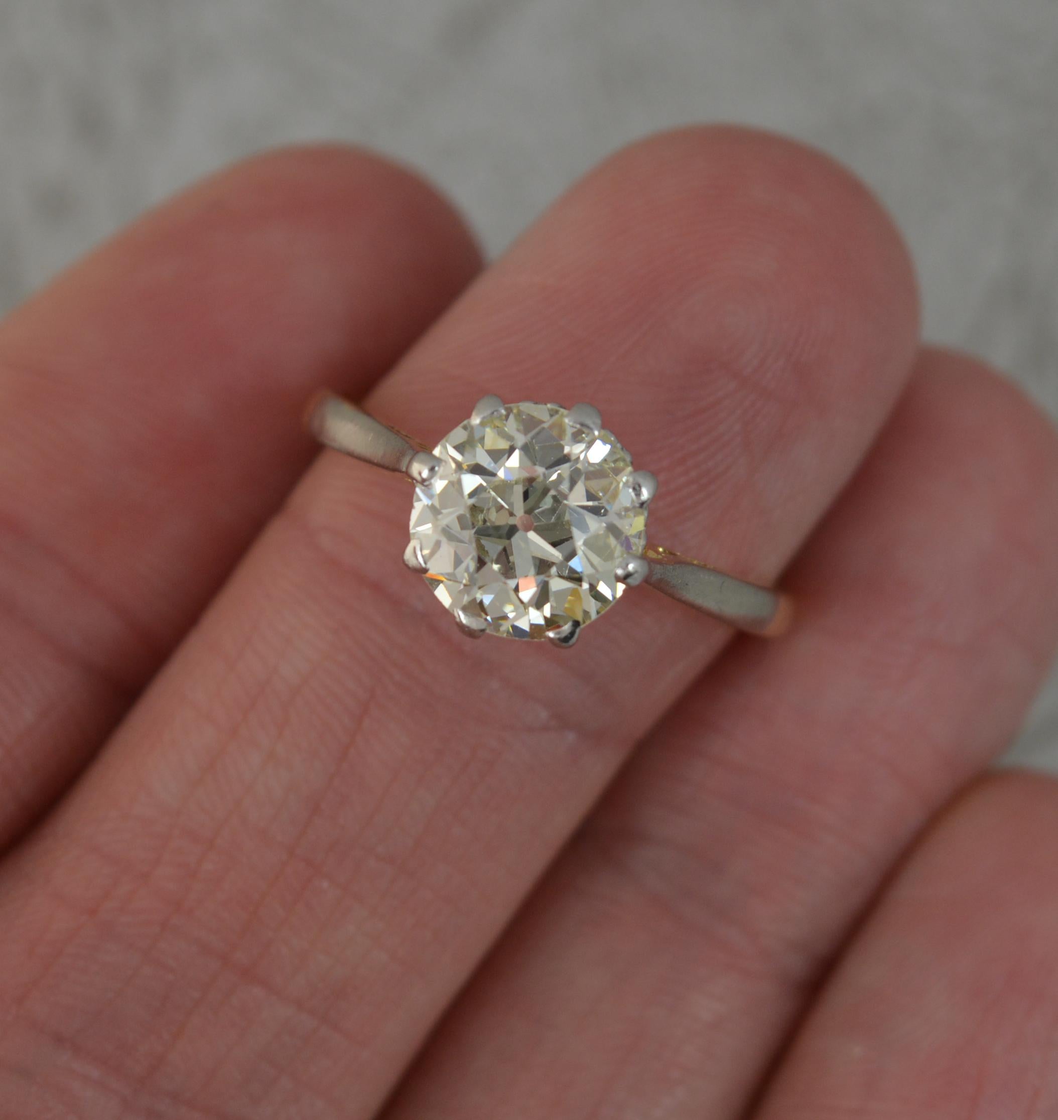 Amazing 2.30ct Vs Old Cut Diamond and 18ct Gold Solitaire Engagement Ring 1