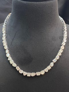 Certified  27.00 Carats Natural Diamonds Gold Tennis Necklace