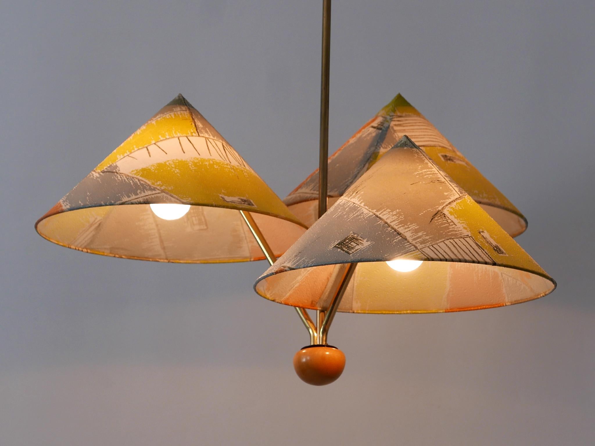 Amazing 3-Armed Chandelier or Pendant Lamp Chinese Hut y Rupert Nikoll Austria 3