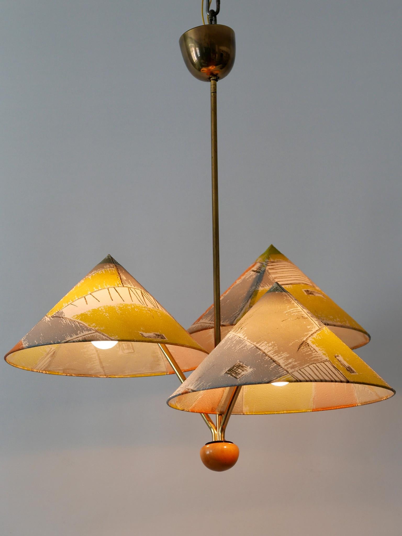 Amazing 3-Armed Chandelier or Pendant Lamp Chinese Hut y Rupert Nikoll Austria 9