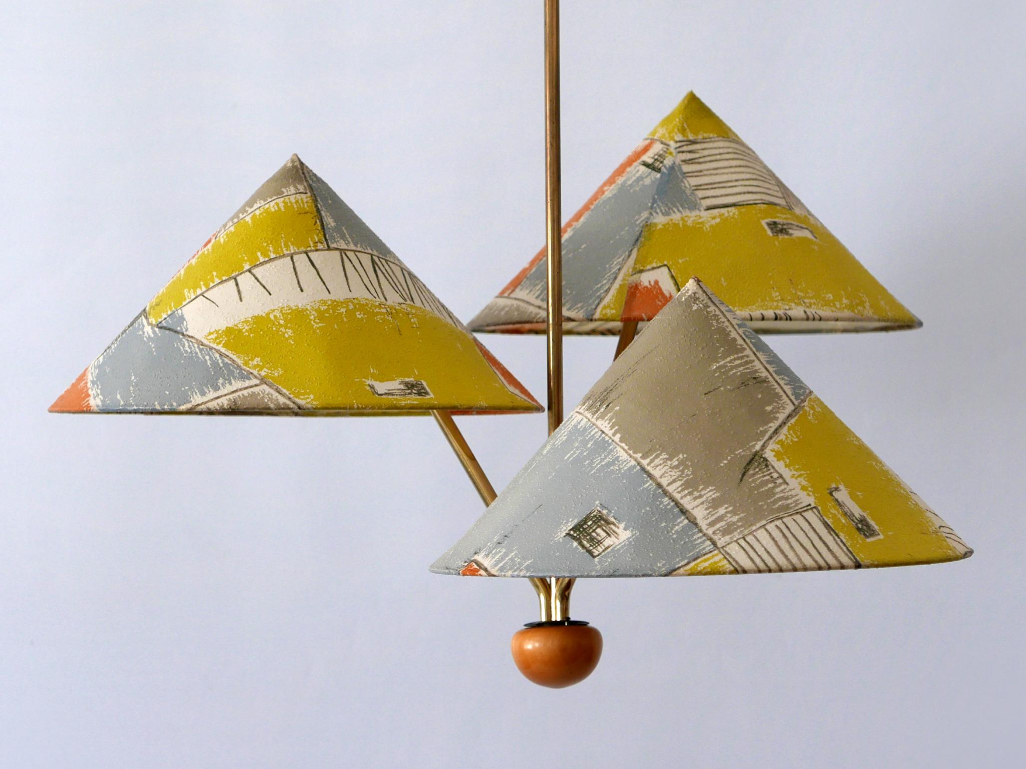 Plastic Amazing 3-Armed Chandelier or Pendant Lamp Chinese Hut y Rupert Nikoll Austria