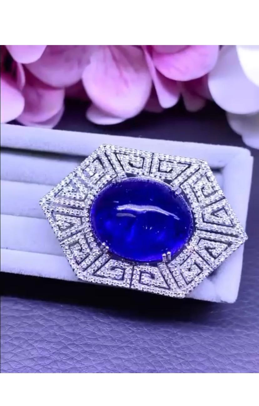 AIG certified 35.76 ct of Tanzanite and 2.76 ct of diamonds on 18k gold Brooch For Sale 1