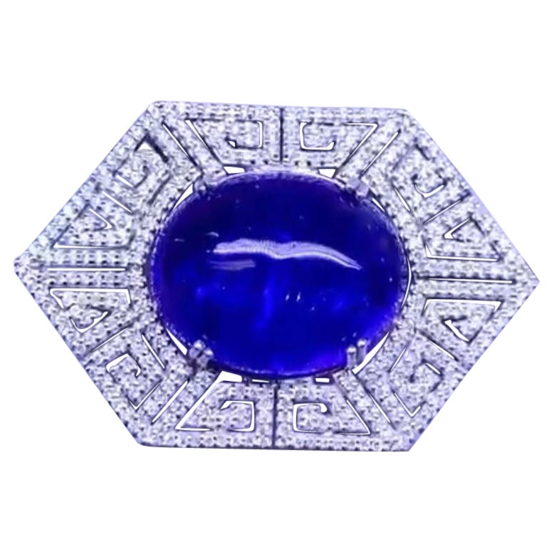 AIG certified 35.76 ct of Tanzanite and 2.76 ct of diamonds on 18k gold Brooch