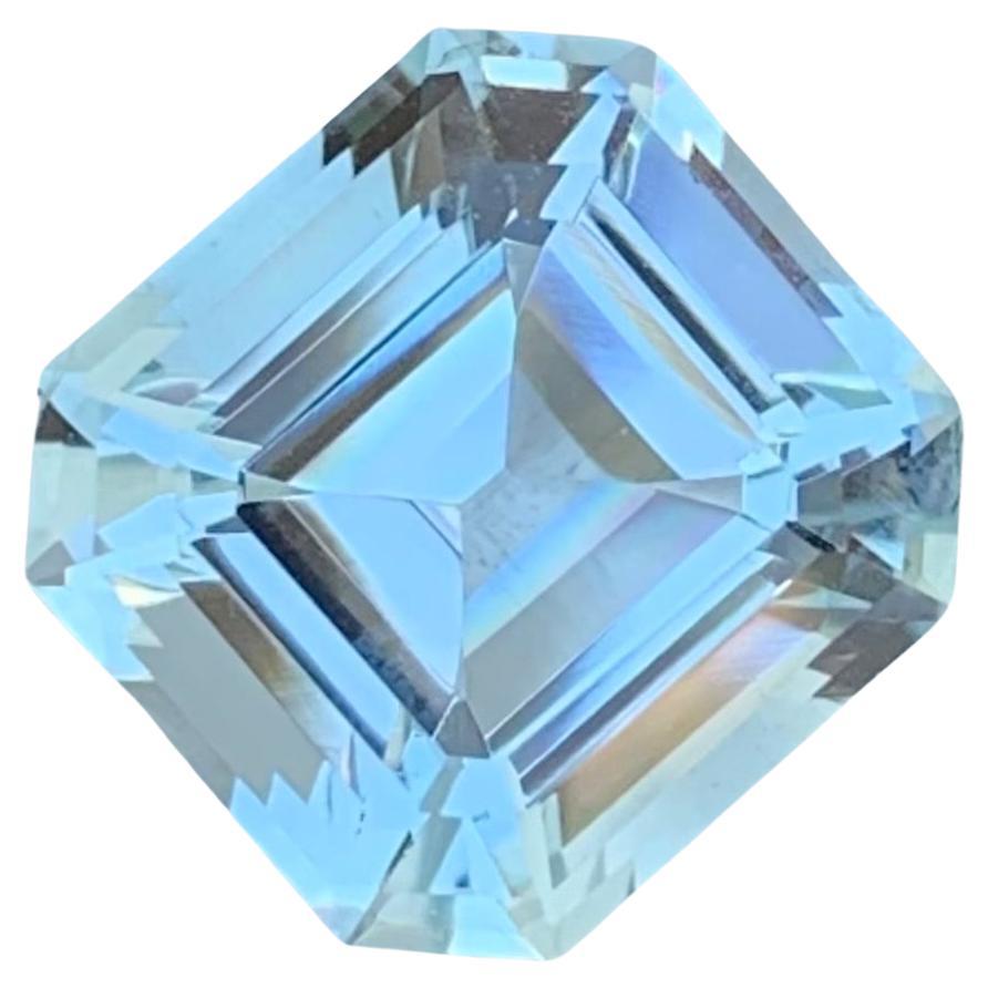 Amazing 4.15 Carats Natural Loose Unheated Aquamarine Asscher Cut Gem For Ring  For Sale