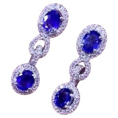 AIG zertifizierter 5.00 Karat Ceylon-Saphir  1,10 Karat Diamanten 18K Gold Ohrringe