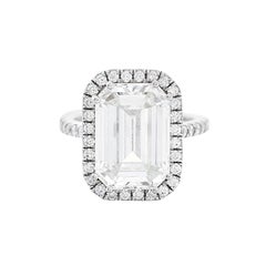 Amazing 7.45 Carat Emerald Cut GIA Diamond White Gold Wedding Ring