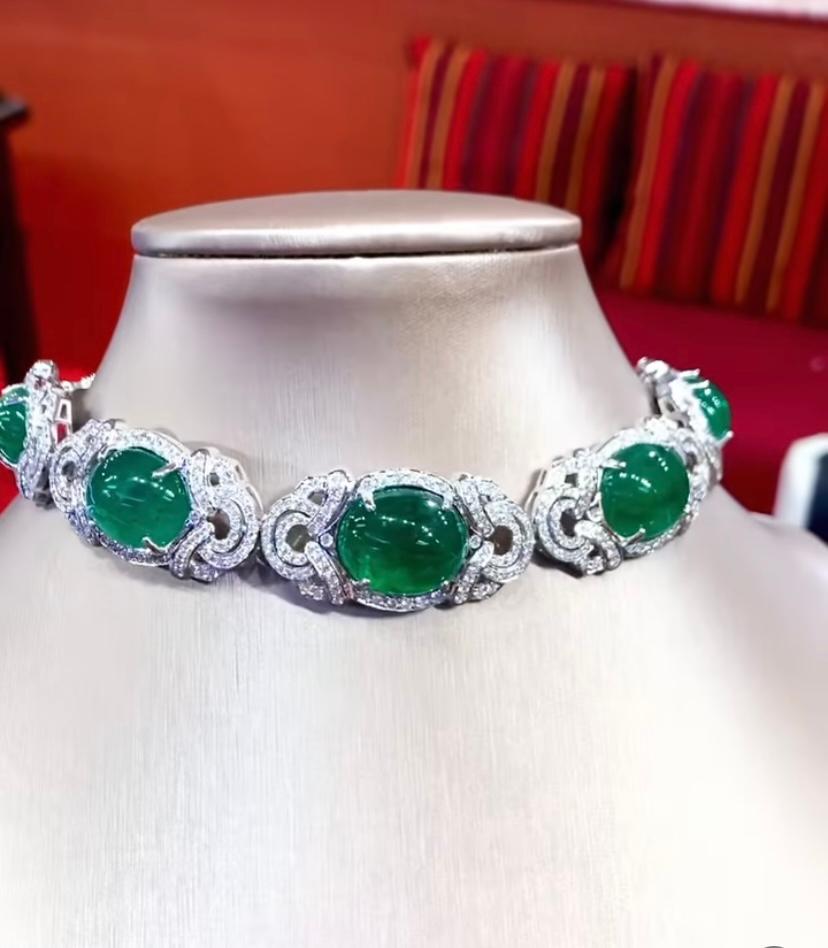 Amazing 78, 26 Carats of Emeralds and Diamonds on Choker/Bracelet 1