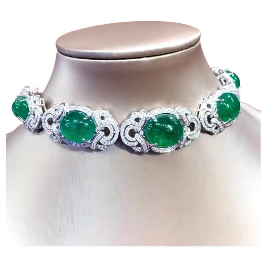 Amazing 78, 26 Carats of Emeralds and Diamonds on Choker/Bracelet