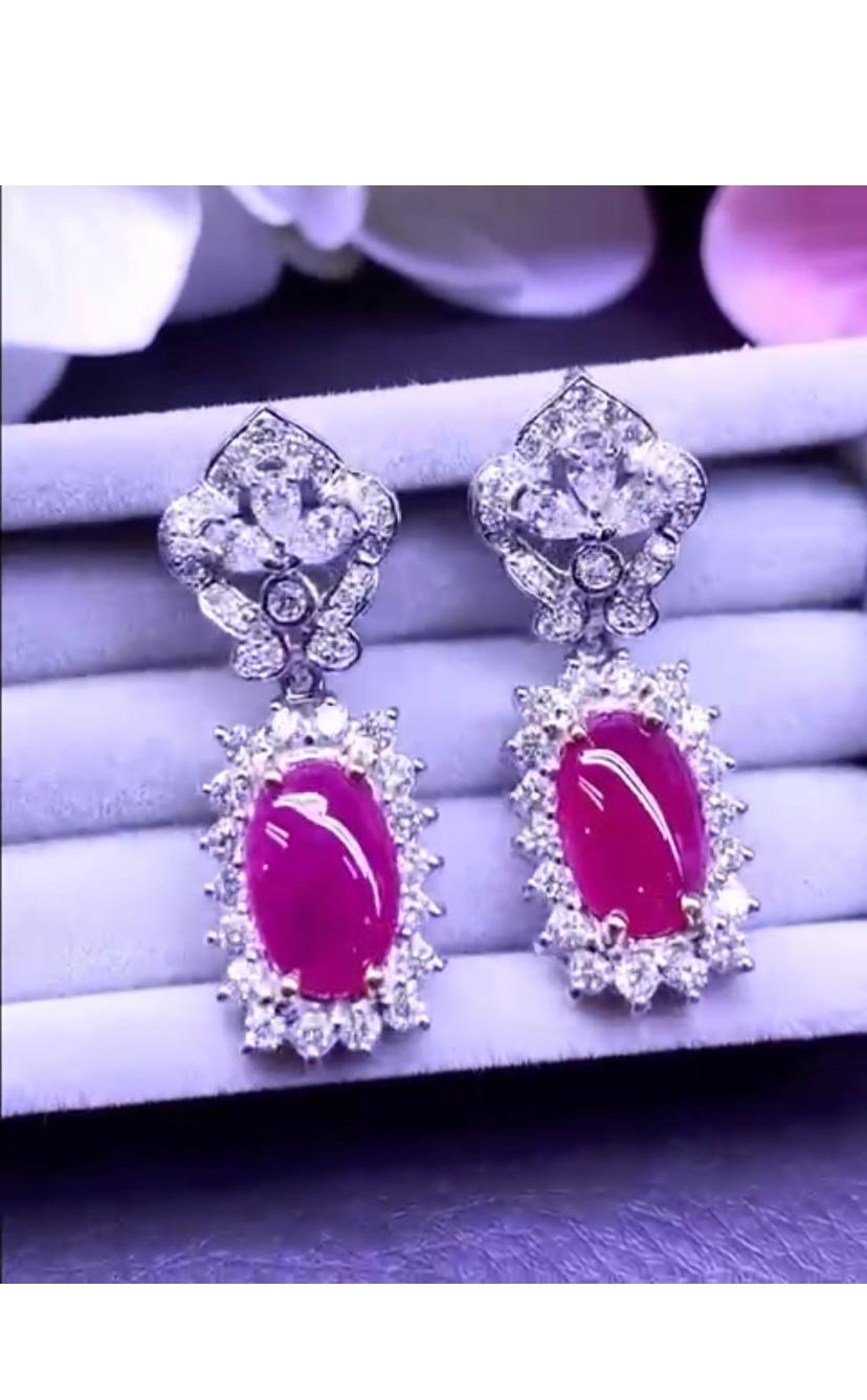 Amazing 8, 27 Carats of Burma Rubies and Diamonds on Earrings In New Condition For Sale In Massafra, IT