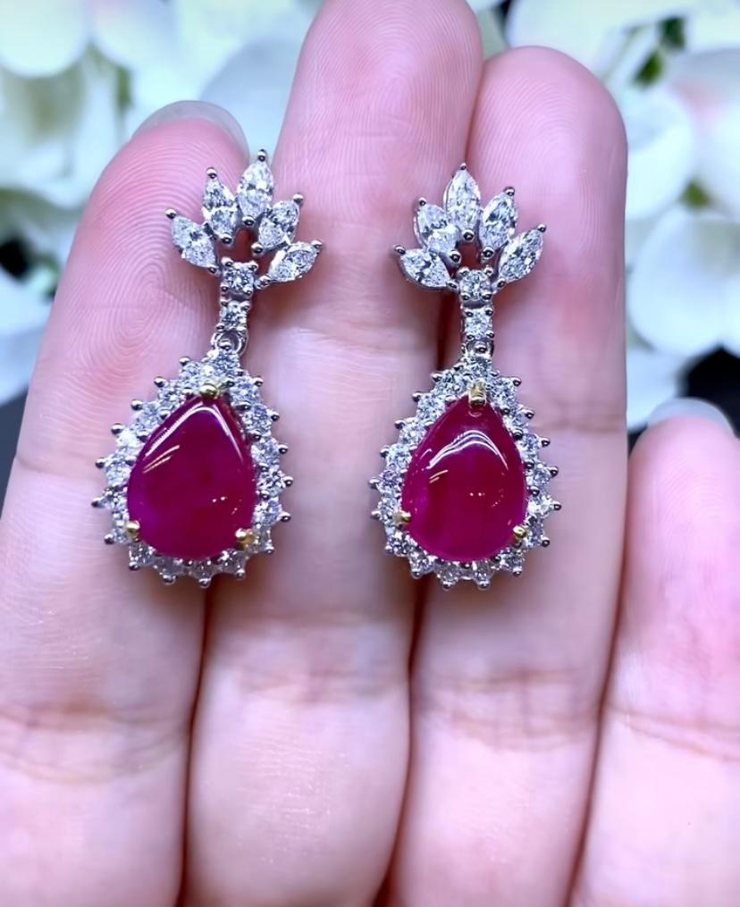 Women's Amazing 8.61 Carats of Rubies and Diamonds on Earrings For Sale