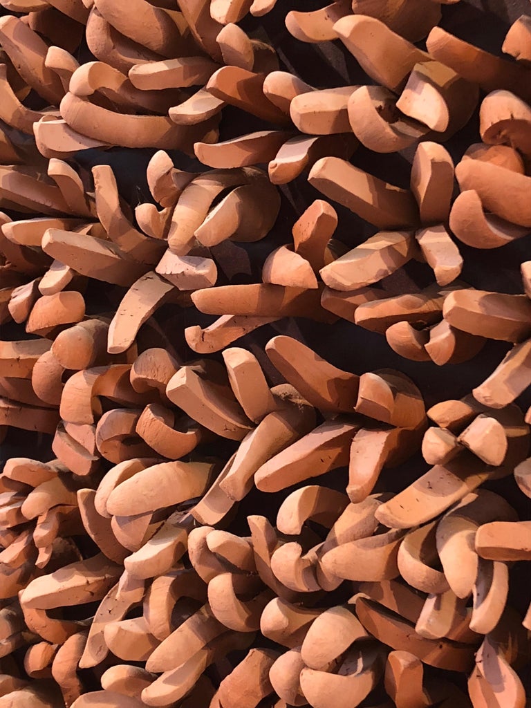 Amazing Abstract Terracotta Clay Wall Sculpture at 1stDibs