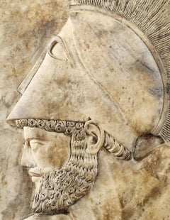AMAZING "ACHILLES " - BAS-RELIEF IN CARRARA MARBLE early 20th Century