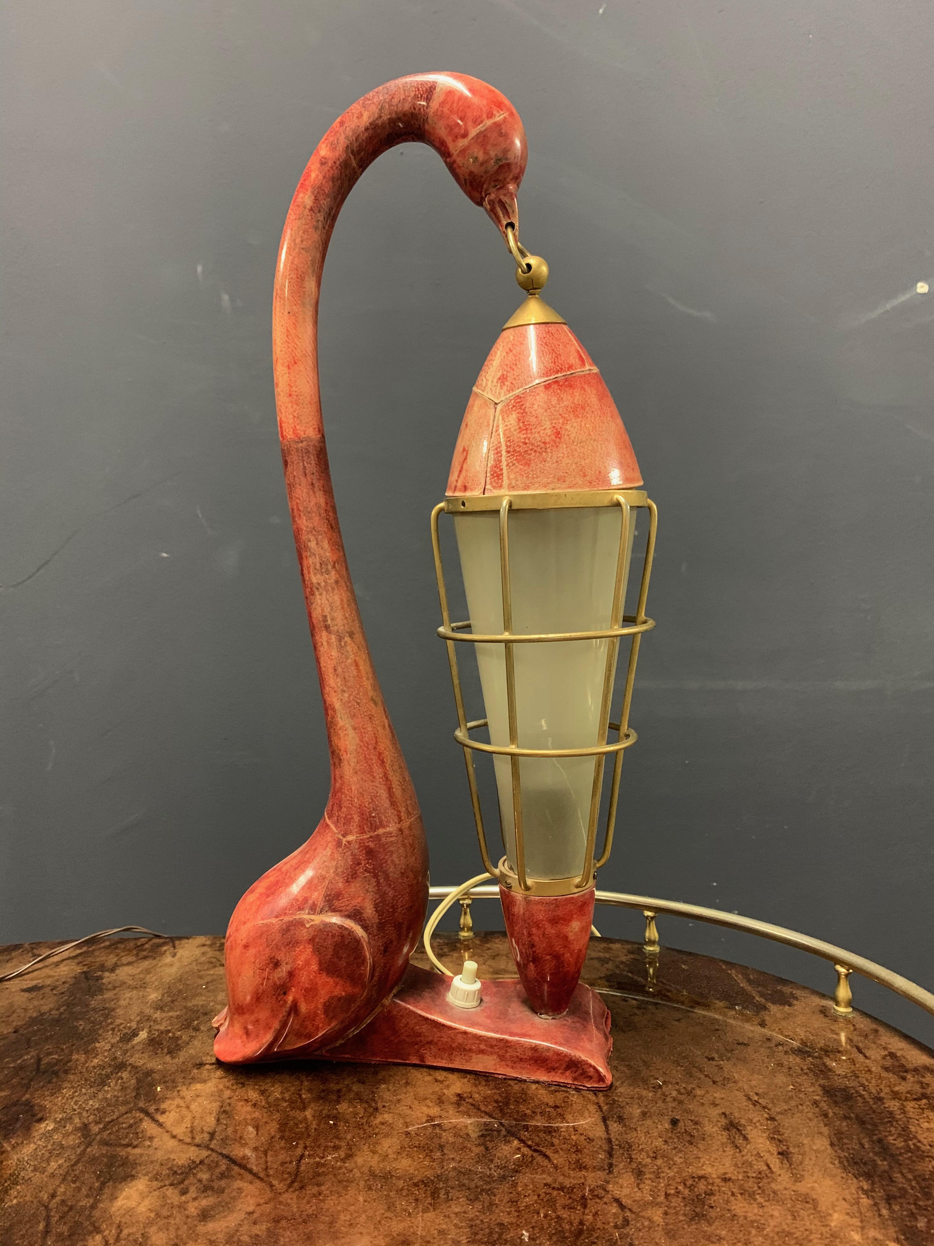 Amazing Aldo Tura Swan Table Lamp For Sale 3