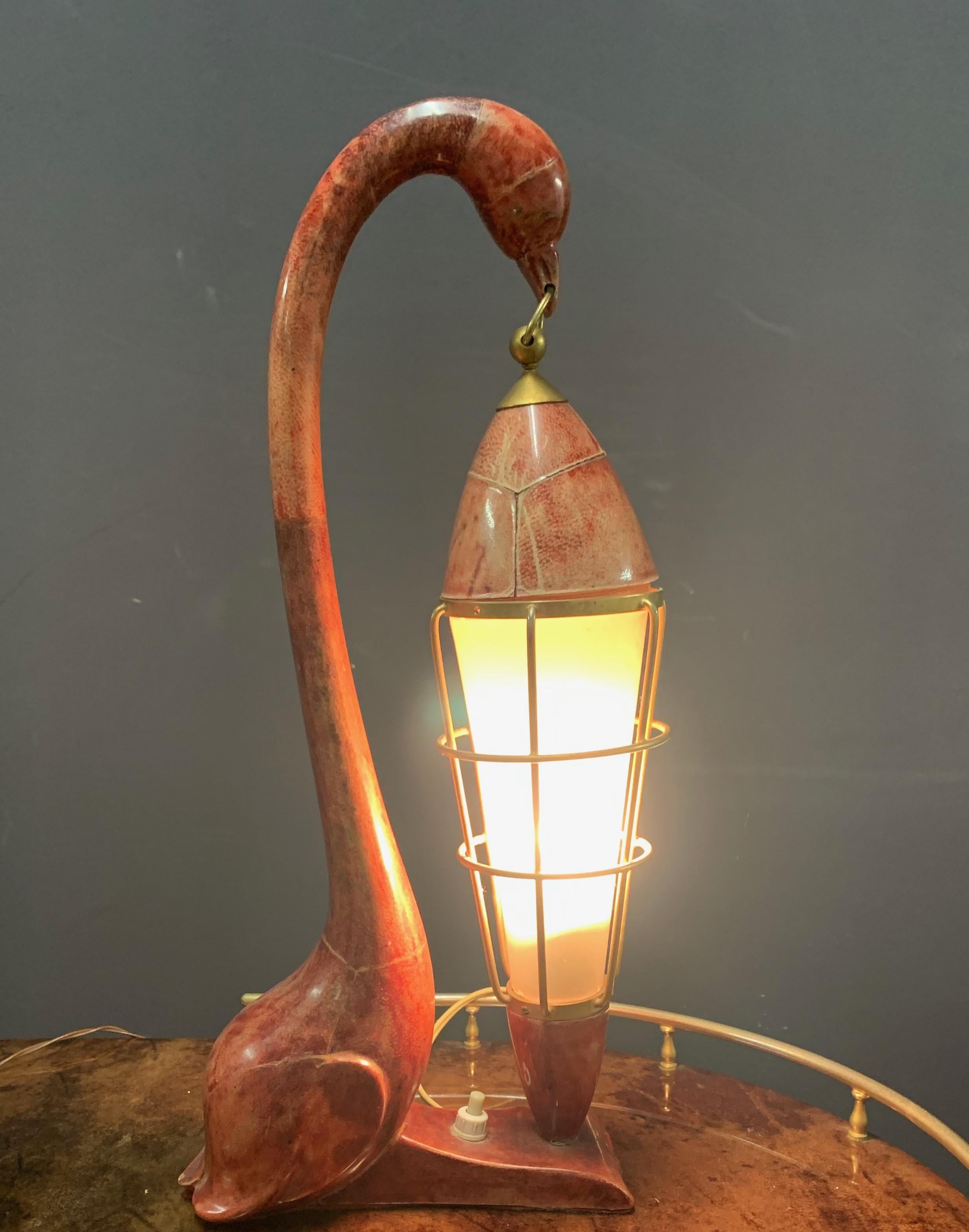 Italian Amazing Aldo Tura Swan Table Lamp For Sale