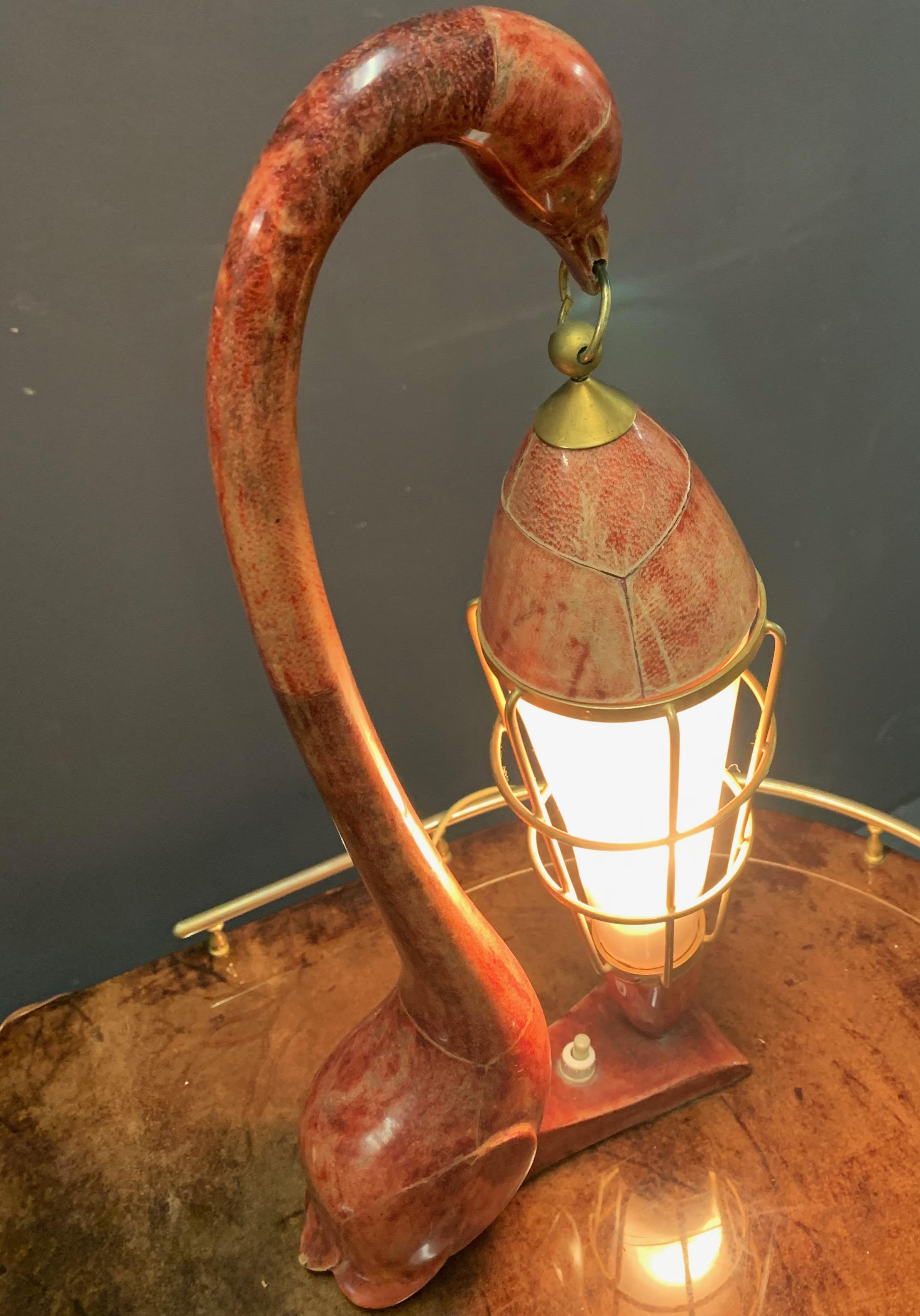 Mid-20th Century Amazing Aldo Tura Swan Table Lamp For Sale