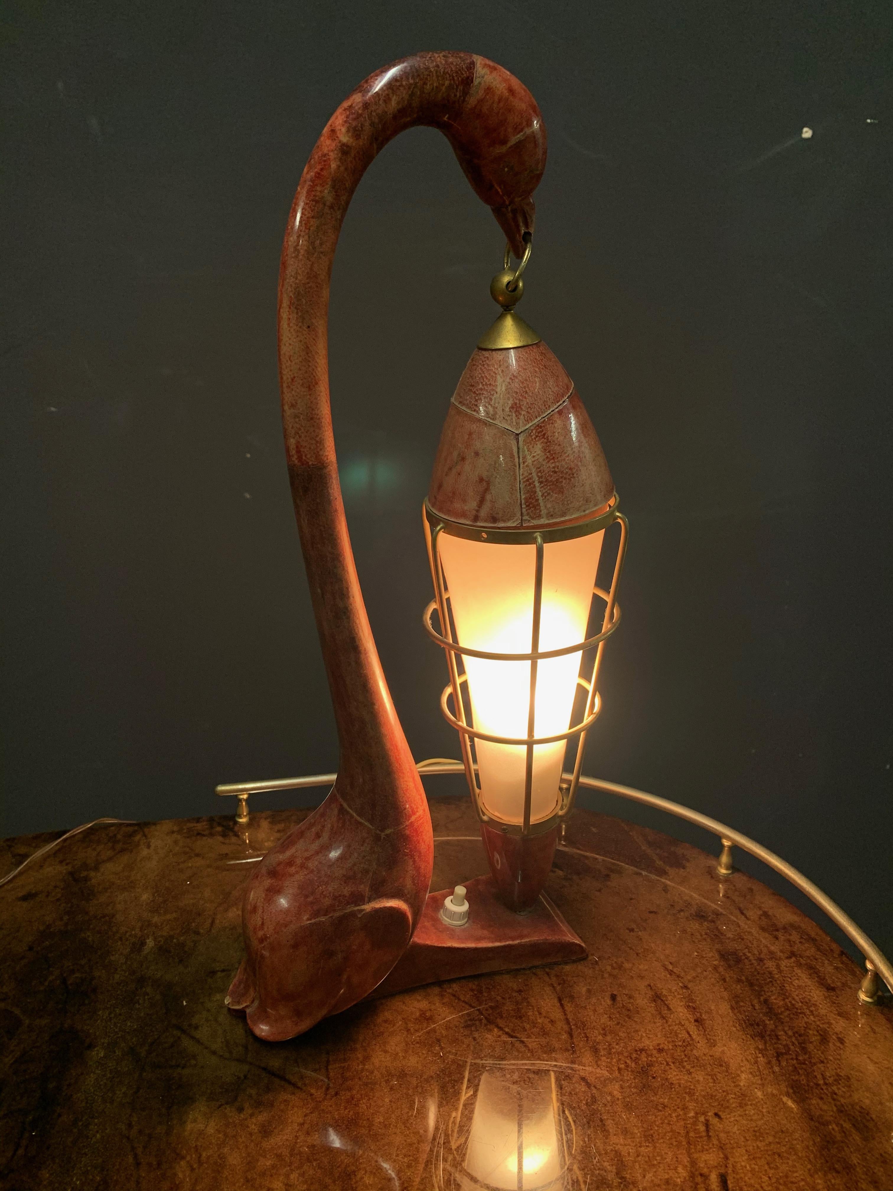 Amazing Aldo Tura Swan Table Lamp For Sale 1
