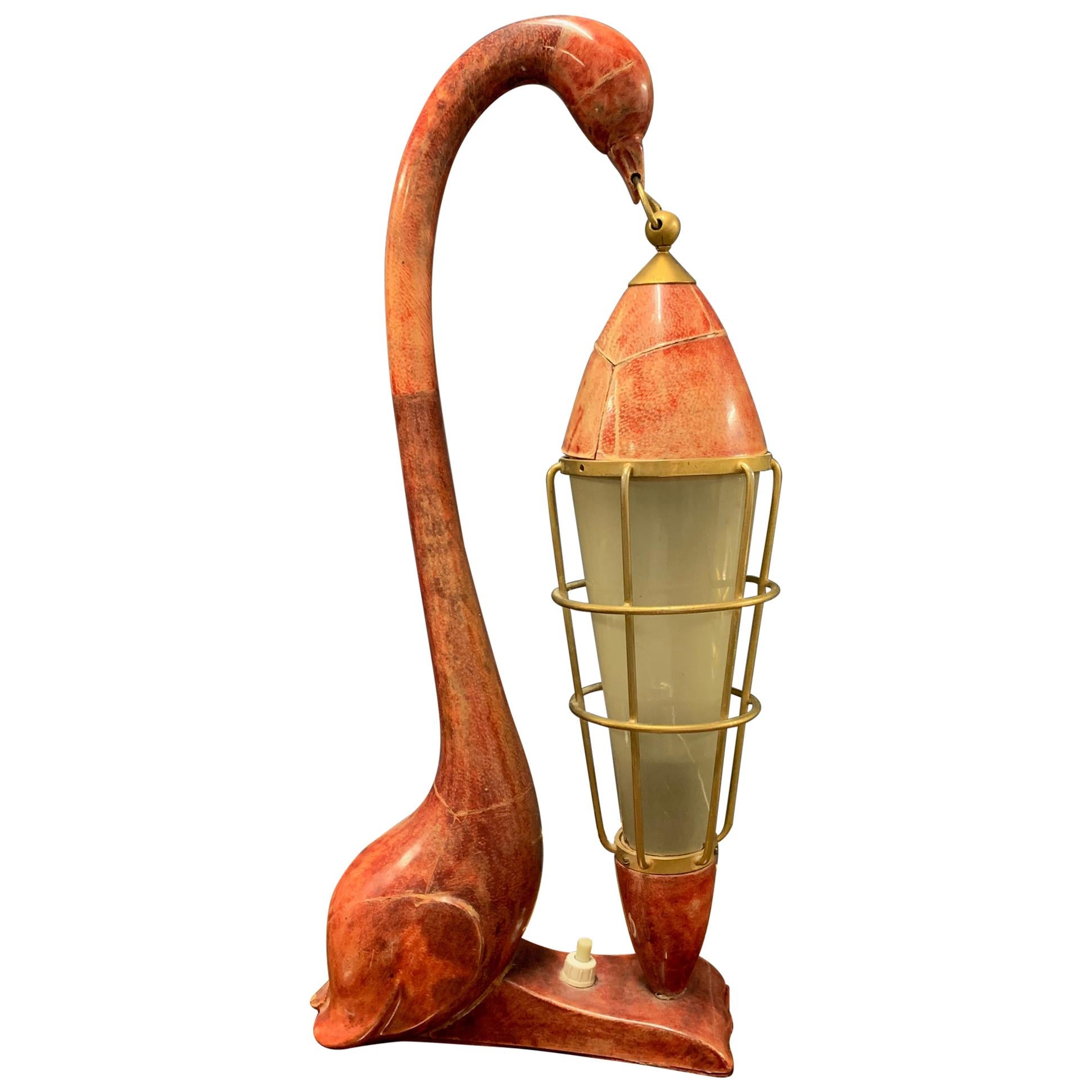 Amazing Aldo Tura Swan Table Lamp