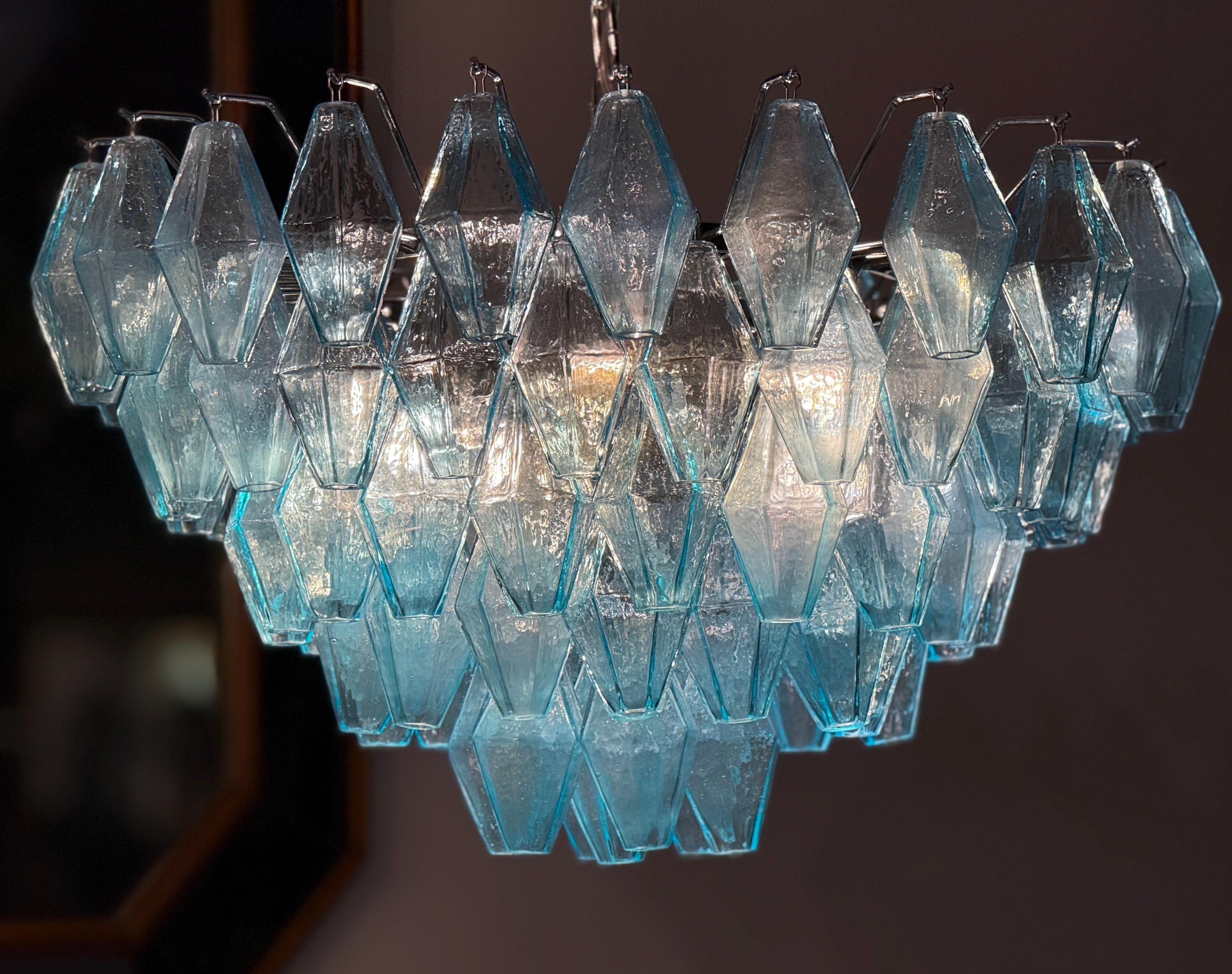 Increíble Lámpara o Plafón de Cristal de Murano Poliedri Azul Alight Moderno de mediados de siglo en venta