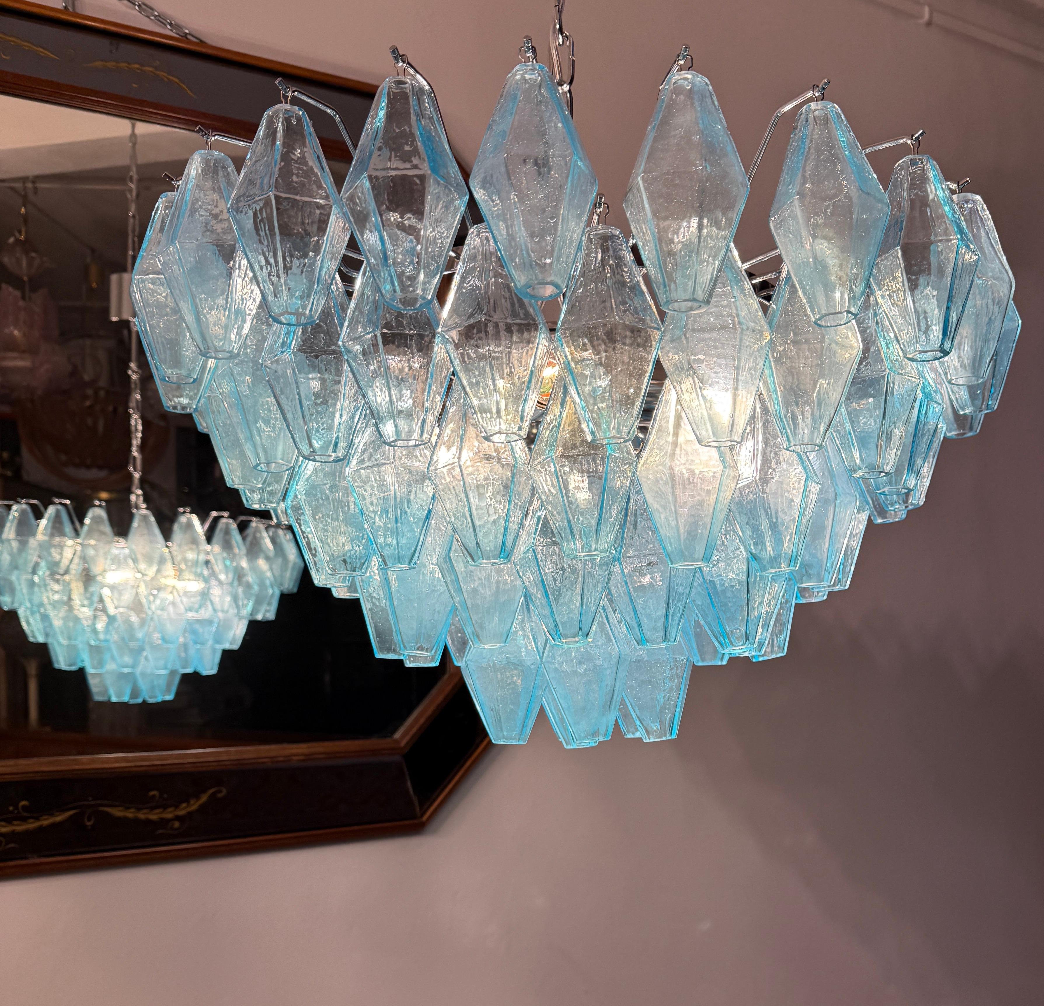 Increíble Lámpara o Plafón de Cristal de Murano Poliedri Azul Alight finales del siglo XX en venta