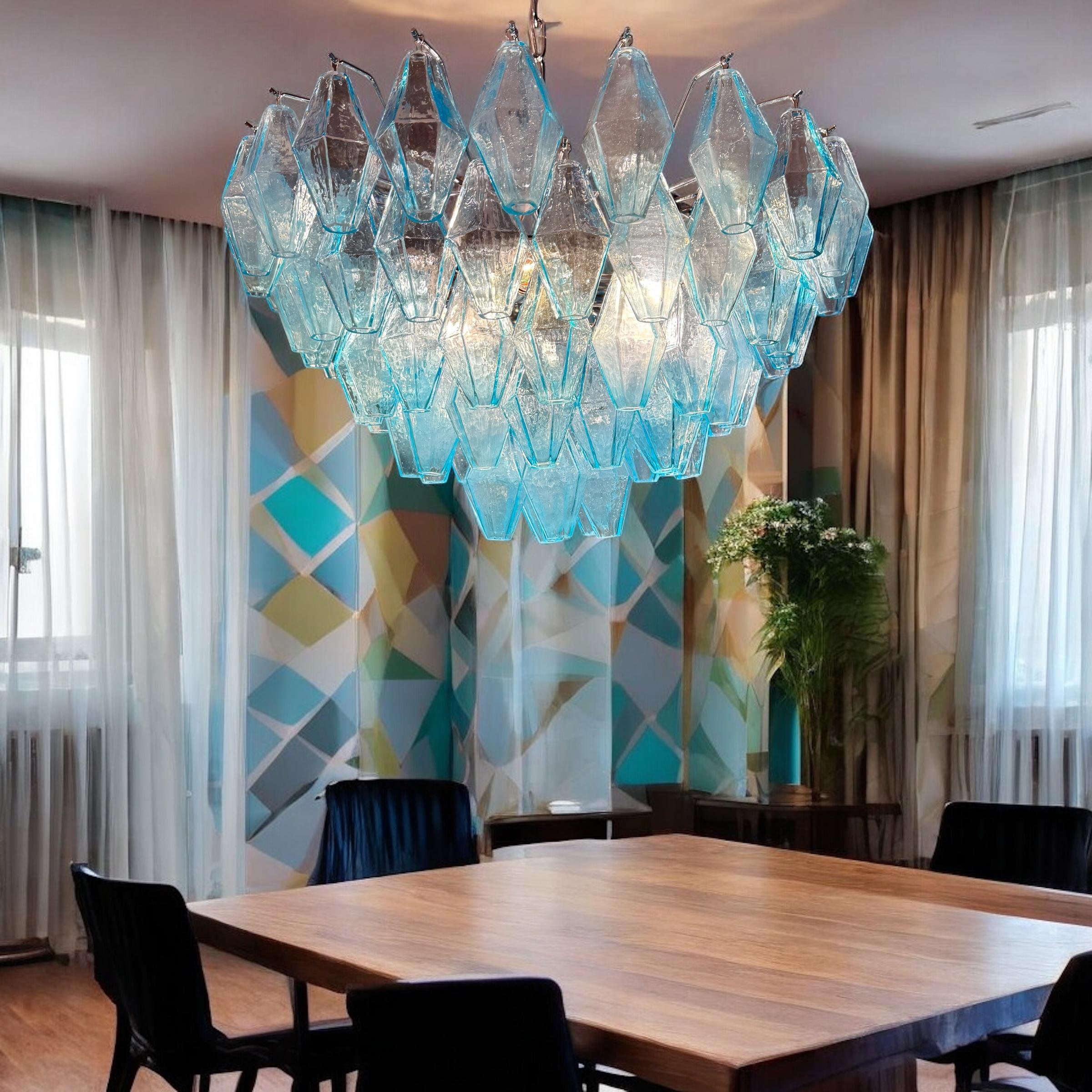 Increíble Lámpara o Plafón de Cristal de Murano Poliedri Azul Alight Vidrio en venta