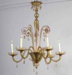 Amazing Amber Hand Blown Glass Chandelier by Venini circa 1950'