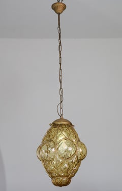 Amazing Amber Vintage Venetian Lantern, Seguso Murano Glass, 1960s